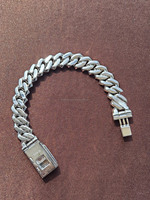 Bracelet à breloques Vana Jewels H01 14MM en argent sterling 925, serti de moissanite brillante 17 carats, coupe Miami Cuban Link, design Monaco, style hip-hop
