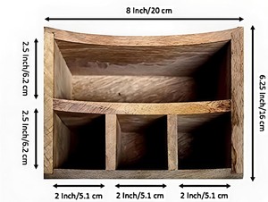 Panier porte-couverts multifonction en bois fait main avec poignée pliable, support à cuillères à 4 compartiments, organisateur de table de cuisine - Product Image 6