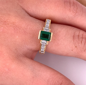 Emerald Cut Lab Created Diamond Vintage IGI Certified 18K Gold Plated Bezel Setting Classic Women's Engagement Ring Daily Wear - Product Image 3