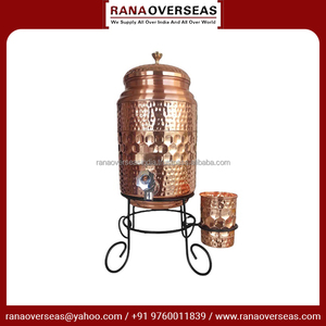 Tanque de almacenamiento dispensador de agua de cobre puro 100% hecho a mano al por mayor con soporte de vidrio y hierro forma y tamaño personalizados - Product Image 3