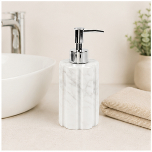 Dispensador de Jabón de Mármol de Lujo, Moderno y Minimalista, con Bomba Cromada para Baño de Hotel, Dispensador de Sobremesa - Product Image 6