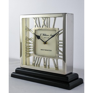 Horloge de bureau carrée en métal tendance, mouvement à quartz, fonctionne à piles, affichage à aiguilles, sonnerie silencieuse de Westminster - Product Image 2