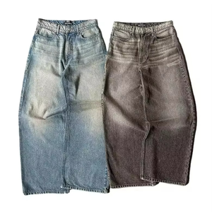 Customizable Vintage Streetstyle Baggy Jeans <b>for</b> Men Stonewashed Denim Pants High Y2K <b>Hip</b> Hop Style Pure Washed Casual Wear - Product Image 1
