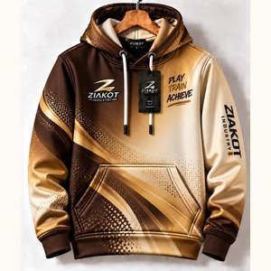 Sudadera con Capucha Deportiva Estilo Papel Rasgado con Diseño 3D Marrón Dorado, Cosida a Medida por Ziakot Industry, Venta al Por Mayor Directa - Product Image 2