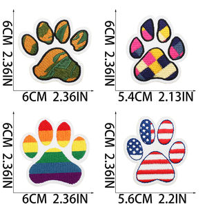 Cute Paw Shape Embroidered Self Adhesive <b>Patches</b> Colorful Animal Footprint Stick On <b>Applique</b> for Clothing Bags Hats - Product Image 2