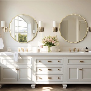 Stylish Curved Edge Round Mirror Suitable For Bathroom Vanity And Dressing Area Enhances Daily Grooming Space From India - Product Image 2