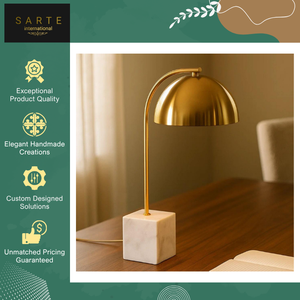Lampe de bureau LED en laiton au design moderne et élégant, avec base en marbre blanc, alimentation DC/AC, intensité réglable, écologique, pour la décoration intérieure - Vente chaude - Product Image 5