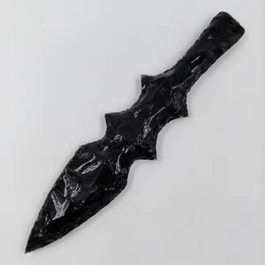 Couteau en obsidienne noire 10 pouces |   Dague en pierre taillée à la main et objet de collection - Product Image 2
