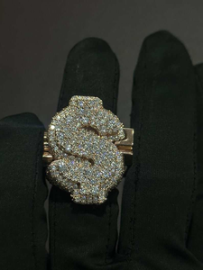 Moissanite Silver Dollar Sign <b>Ring</b> Iced Out Hip Hop Statement <b>Ring</b> Micro Pave Luxury Bling Unisex Jewelry Gift - Product Image 1