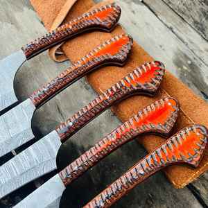 Ensemble de couteaux de cuisine professionnels Product Palace LLC, 5 pièces, couteaux de chef en acier Damas faits à la main, avec manche en bois, cadeau - Product Image 2