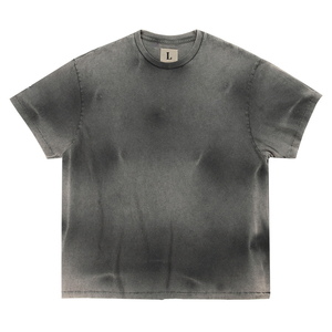 T-shirt oversize streetwear pour homme, gris délavé, motif graphique, style vintage, hip-hop, décontracté, coupe ample, en coton - Product Image 2