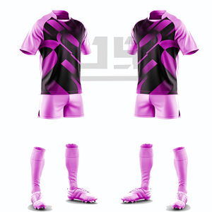Maillot et short de rugby imprimés haut de gamme, en tissu respirant et anti-vent, respectueux de l'environnement, col en V, personnalisable pour équipe - Product Image 2