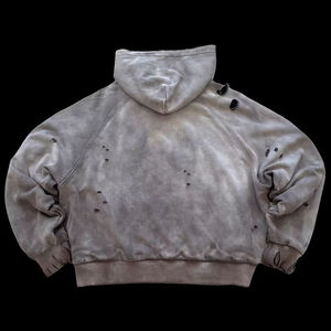 Sudadera con Capucha Unisex Personalizada de Gran Tamaño, Estilo Vintage, Lavado Ácido, Desgastada, de Felpa Francesa, Estilo Urbano, con Efecto Descolorido por el Sol y Rasgado - Product Image 1