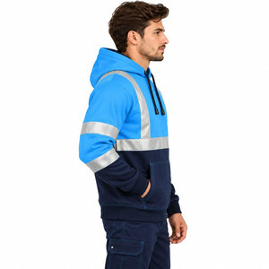 Sudaderas con Capucha de Alta Visibilidad para Hombre, Ropa de Seguridad, Forro Polar de Algodón, Cinta Reflectante Gruesa, Sudaderas de Trabajo de Alta Visibilidad - Product Image 3