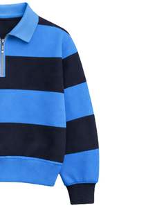 Sweat-shirt à col zippé rayé noir et blanc pour homme, col rabattu, pull en polaire décontracté pour l'hiver, fabricant OEM personnalisé - Product Image 4