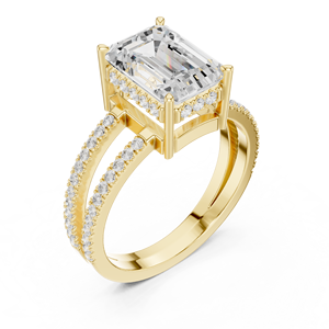 แหวนแต่งงานครบรอบแต่งงาน Aries Jewel แบบ Split Shank Halo ประดับเพชรทรง Emerald Cut 3 กะรัต DE VS1 เพชรเลี้ยงในห้องปฏิบัติการ ตัวเรือนทองคำแท้ 14K - Product Image 2
