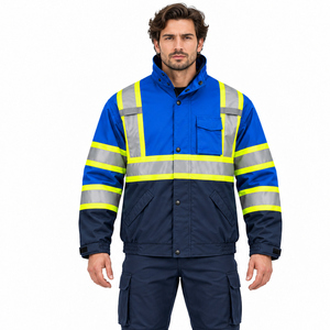 <b>Men</b> High Vis Reflective <b>Jacket</b> Fluorescent Safety Work <b>Jacket</b> Water Resistant Outdoor Construction <b>Utility</b> Apparel Custom Logo - Product Image 1