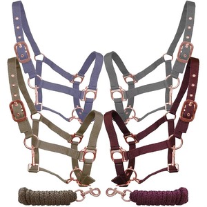 Collier de tête en corde rembourré doux en acier inoxydable pour chevaux, conçu sur mesure pour l'équitation, incluant une bride de nez, une sangle de menton et une couronne haute - Product Image 5