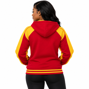 PDK <b>Women</b> Prep Zip Up <b>Hoodie</b> <b>Red</b> Yellow Contrast Long Sleeve Hooded Sweatshirt with Pockets and Ribbed Cuffs for Sorority - Product Image 2