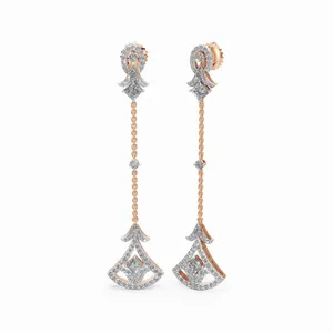 Luxe Lab Grown <b>Diamond</b> Drop <b>Earrings</b> in 18K Rose Gold 126 Pieces IGI Certified Round Pear & Princess Cut for Women - Product Image 3