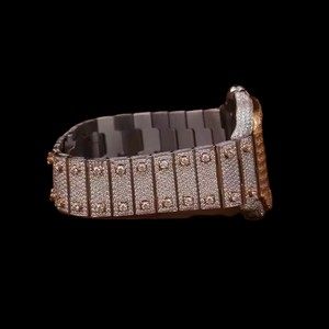 Montre-bracelet carrée à cadran chiffres romains, lunette entièrement pavée, bracelet orné de diamants, bijou de luxe, élégante montre à quartz - Product Image 5