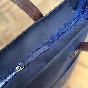 Bolso de Cuero Azul de Lujo para Mujer, Hecho a Mano, Tipo Bandolera, Gran Capacidad, para Viaje, Color Personalizable - Product Image 3