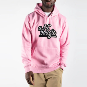 <b>Pink</b> <b>Men's</b> Hooded <b>Sweatshirt</b> with "A Lil Bougie" Print Regular Fit Fleece Casual Autumn Wear - Product Image 1