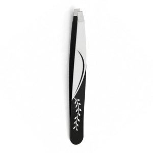 Pinzas Modernas para Cejas con Punta Inclinada, Acero Inoxidable, Herramienta de Precisión para el Cuidado de las Cejas, Diseño Duradero, Acabado Negro y Plateado - Product Image 1