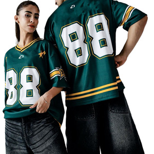 Maillot de football américain unisexe vert tendance en maille, T-shirts de sport en coton de qualité supérieure, service OEM, vente en gros, commande en gros - Product Image 1