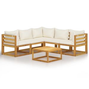 Set Lounge da Giardino Modulare in Legno Massello di Acacia Crema, 6 Posti, Arredamento da Esterno dal Design Moderno - Product Image 2