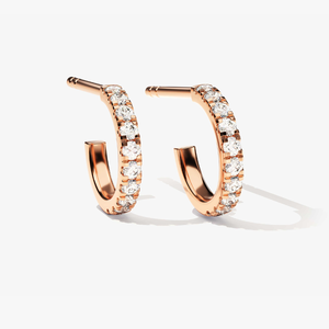 Pendientes de Oro Sólido de 14 Quilates con Baño de Rodio, Aro Abierto Pequeño en Forma de J, con Diamantes Cultivados en Laboratorio Certificados por IGI, Elegantes para Bodas, Fiestas y Aniversarios - Product Image 3