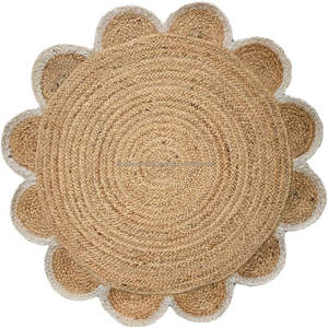 Sustainable <b>Jute</b> <b>Round</b> <b>Rugs</b> for Home Decor Boho Style Scalloped <b>Jute</b> Runner Designed for Function Handcrafted - Product Image 2