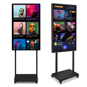 Portable Movable Floor Mounted Touch Screen lcd Tiktok Facebook Social Media Vertical Interactive Screen Stream