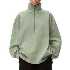 Women's Oversized Quarter Zip Mock Neck Sweatshirt Acid Wash Fleece Pullover Drop Shoulder Long Sleeve Casual Winter Top - Product Image 6