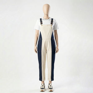 Mono casual de tirantes para mujer, 100% algodón, estilo veraniego, largo hasta la rodilla, con peto, de moda, novedad. - Product Image 1