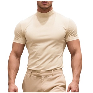NEW Men's Elastic Casual Regular Fit Embroidered Blank Solid Color Short Sleeve T-Shirt Eco-Friendly <b>Polyester</b> Cotton <b>Tshirt</b> - Product Image 3