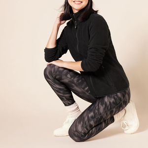 Women's <b>Black</b> Full Zip Waterproof 100% Polyester <b>Fleece</b> <b>Jacket</b> with Stand Collar and Soft <b>Fleece</b> - Product Image 3