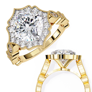 Lab Grown <b>Diamond</b> <b>Ring</b> in 10K Gold Cushion Cut IGI Certified Custom Brand Unisex Trendy Daily Wedding Bridal Shower - Product Image 3