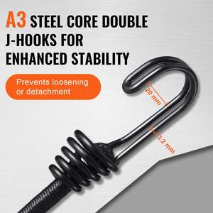 ชุดสายบันจี้จัมสีดำสำหรับงานหนักขนาด32นิ้ว12ชิ้นพร้อมตะขอสายรัด8มม. - Product Image 5