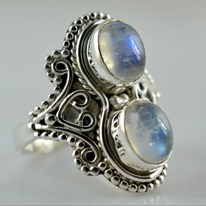 Blue Fire Rainbow Moonstone <b>Ring</b> 925 Sterling <b>Silver</b> Handmade <b>Statement</b> Promise <b>Ring</b> for Women Boho Oval June Birthstone Jewelry - Product Image 2