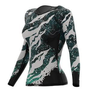 Camiseta de Compresión Personalizada para Mujer, Cuello Redondo, Manga Larga, Capa Base para Yoga, Estampado Sublimado, Tops Deportivos, Suministro OEM - Product Image 1