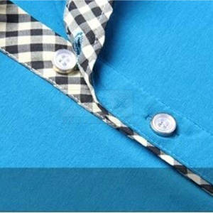 INDEX Men's <b>Blue</b> Short Sleeve <b>Polo</b> <b>Shirt</b> Knitted Breathable Casual Regular Fit Solid Color Button Design Front Logo - Product Image 6