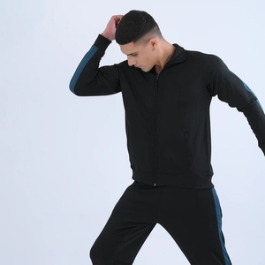 Chándal negro para hombre, de manga larga, con capucha, color liso, informal, para invierno, transpirable, de poliéster y forro polar, corte regular, con cremallera. - Product Image 5