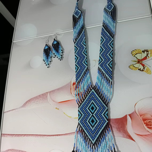 VINTAGE STYLE Ukrainian Gerdan |Chunky|Ethnic |Tribal |<b>Bead</b> Necklace |Unique |African Woman Necklace with earring,for gifted - Product Image 3