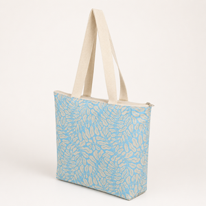 Sac fourre-tout en coton imprimé avec logo personnalisé, fermeture éclair, 140 GSM, réutilisable, pour la plage et le shopping, vente en gros, fabricant OEM ODM, marque privée - Product Image 3