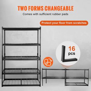 5-Tier Adjustable 2000 Lbs Capacity Heavy Duty Metal Organizer Wire Rack 48\" L X 24\" W X 72\" H Black Storage <b>Shelving</b> Unit - Product Image 5