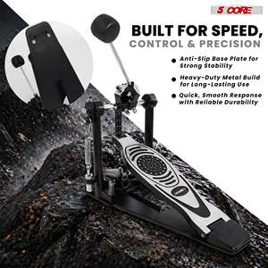 5 Core Bass <b>Drum</b> Pedal Mount Adjustable Felt Beater Head Double Chain Heavyduty Kick <b>Drum</b> Foot Pedal - Product Image 6