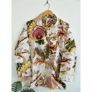Conjunto de Pijama Bohemio con Estampado Floral, 100% Algodón, Manga Larga, Corte Regular, Cintura Elástica, Uso Diario Informal, Transpirable para Todas las Temporadas - Product Image 5