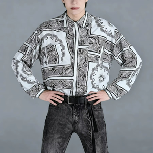 Chemise boutonnée à manches longues pour homme, style décontracté, respirante, motif à pois, pour mariage et fête, ODM, printemps, 180g, par un grand créateur de mode - Product Image 1