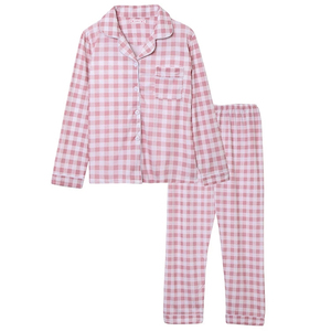 Ensemble pyjama en satin pour femmes, manches courtes, boutonné, col cranté, pantalon long, couleur rouge unie, vêtements de détente, 2 pièces - Product Image 4